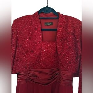 R&M Richards Red Lace Dress with Jacket